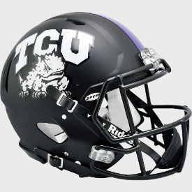 TCU Horned Frogs Matte Black Riddell Speed Authentic Full Size Football Helmet